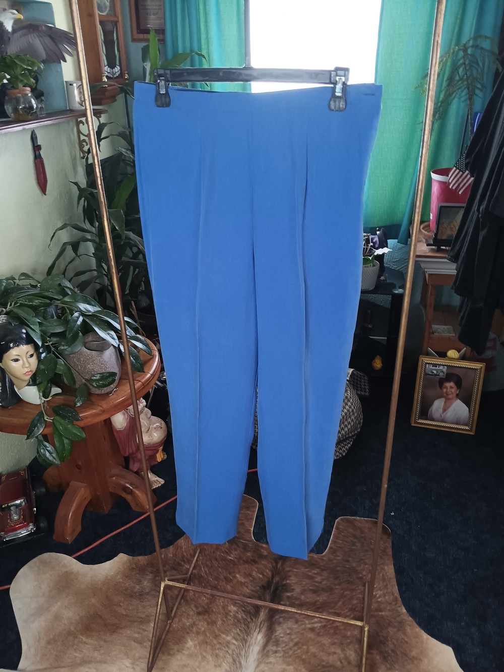 Judith Heart Tailored Straight-Leg Women's Trousers in Bright Blue